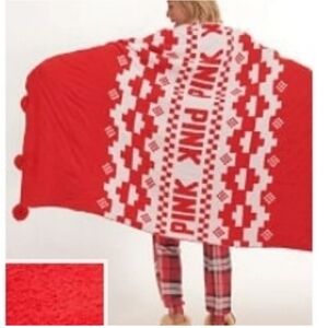 Brand New Victoria's Secret PINK Red and White Blanket NIB